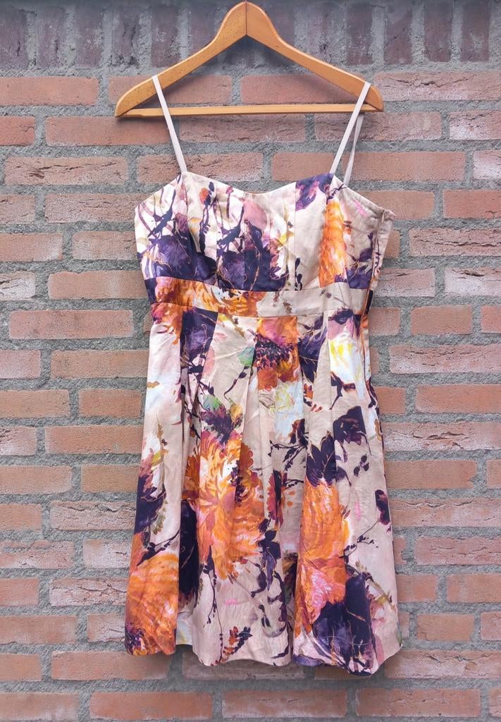 Retro gebloemd cocktail jurkje Steps Maat XL / 42, Beige, Maat 42/44 (L), Ophalen of Verzenden, Zo goed als nieuw