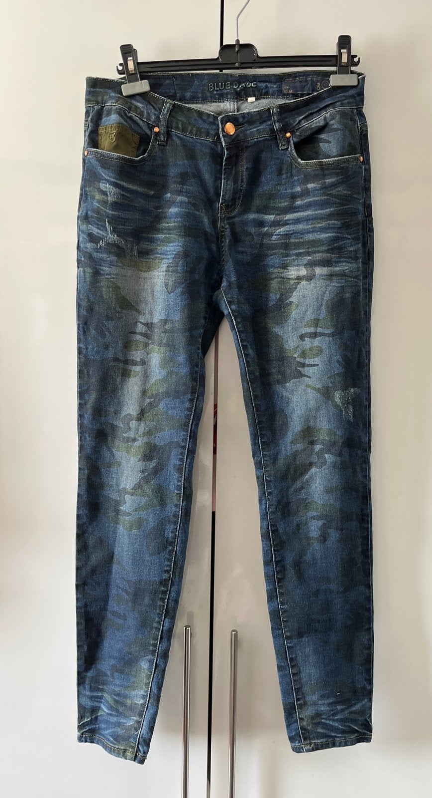 🌻Stoere stretch camo jeans broek van Bleu Daze 42, Maat 42/44 (L), Bleu Daze, Lang, Gedragen