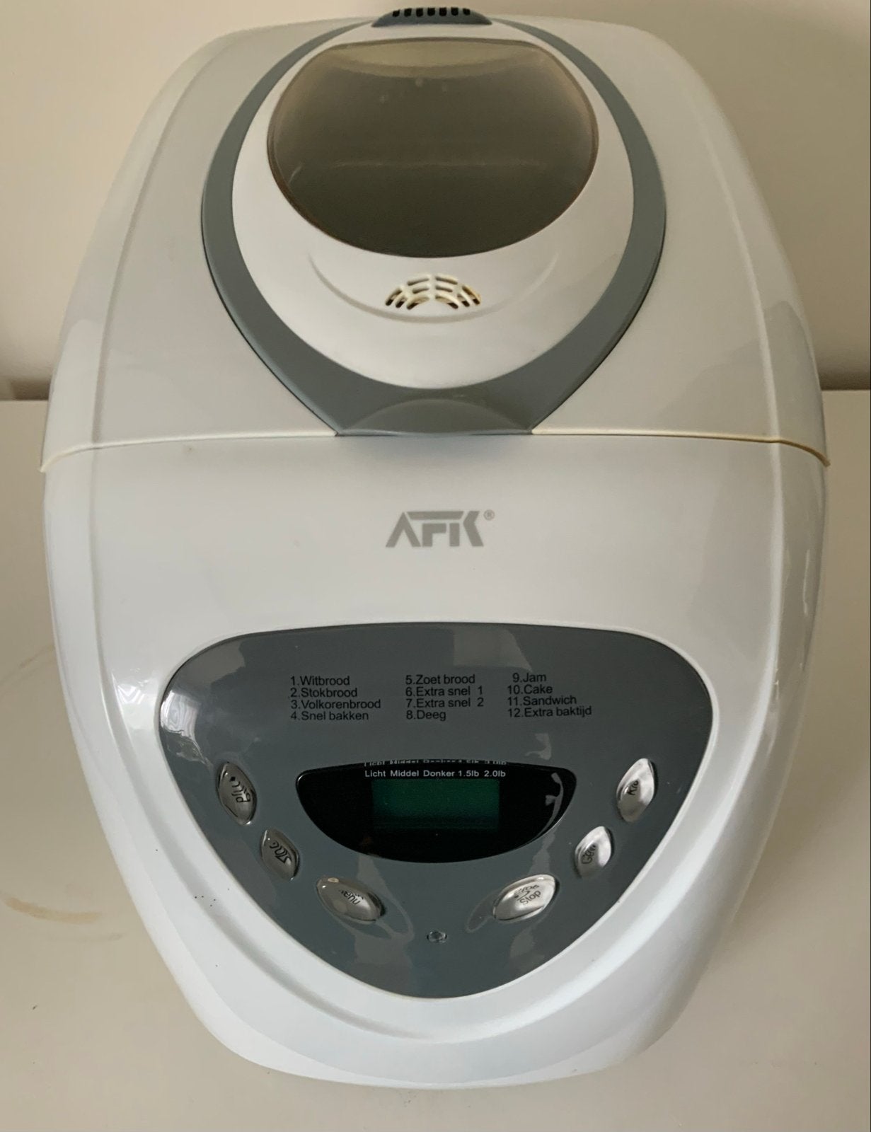 AFK Broodbakmachine met timer, kijkvenster en handleiding, Gebruikt, 800 tot 1200 gram deeg, Kijkvenster, Ophalen