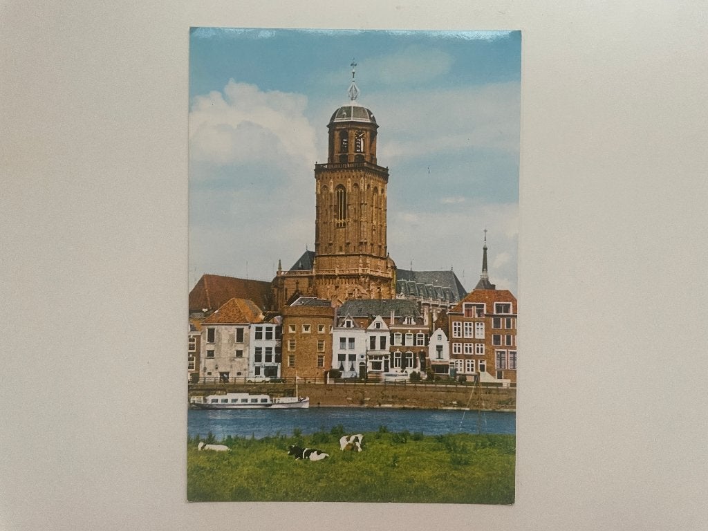 D238 Ansichtkaart Deventer : IJsselfront met Grote Kerk, Ophalen of Verzenden, 1980 tot heden, Ongelopen, Overijssel