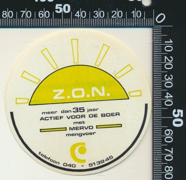 Sticker: ZON - Mervo Mengvoeder, Verzamelen, Ophalen of Verzenden, Zo goed als nieuw, Bedrijf of Vereniging