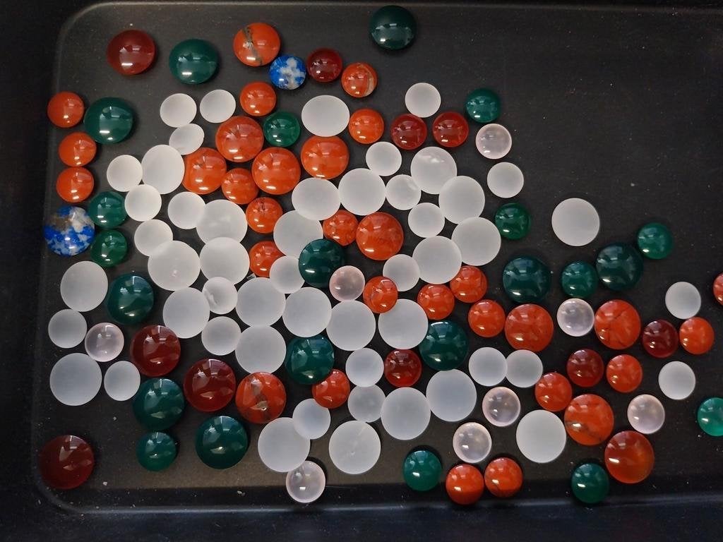 Grote partij dubbel cabochon van echte edelstenen, Ophalen of Verzenden, Zo goed als nieuw