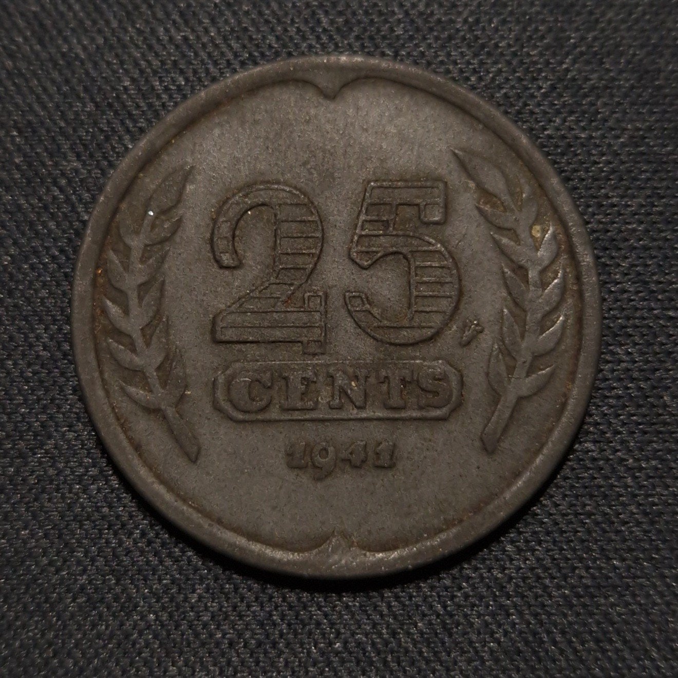 25 cent 1941 zink, Postzegels en Munten, Verzenden, Koningin Wilhelmina, 25 cent, Losse munt