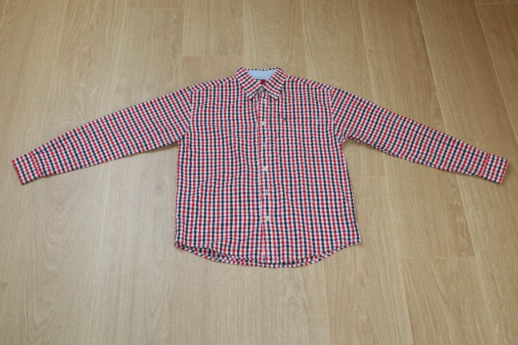 Tommy Hilfiger jongens ruitjes blouse ZGAN Maat 152 (RoodGri, Kinderen en Baby's, Kinderkleding | Maat 152, Overhemd of Blouse
