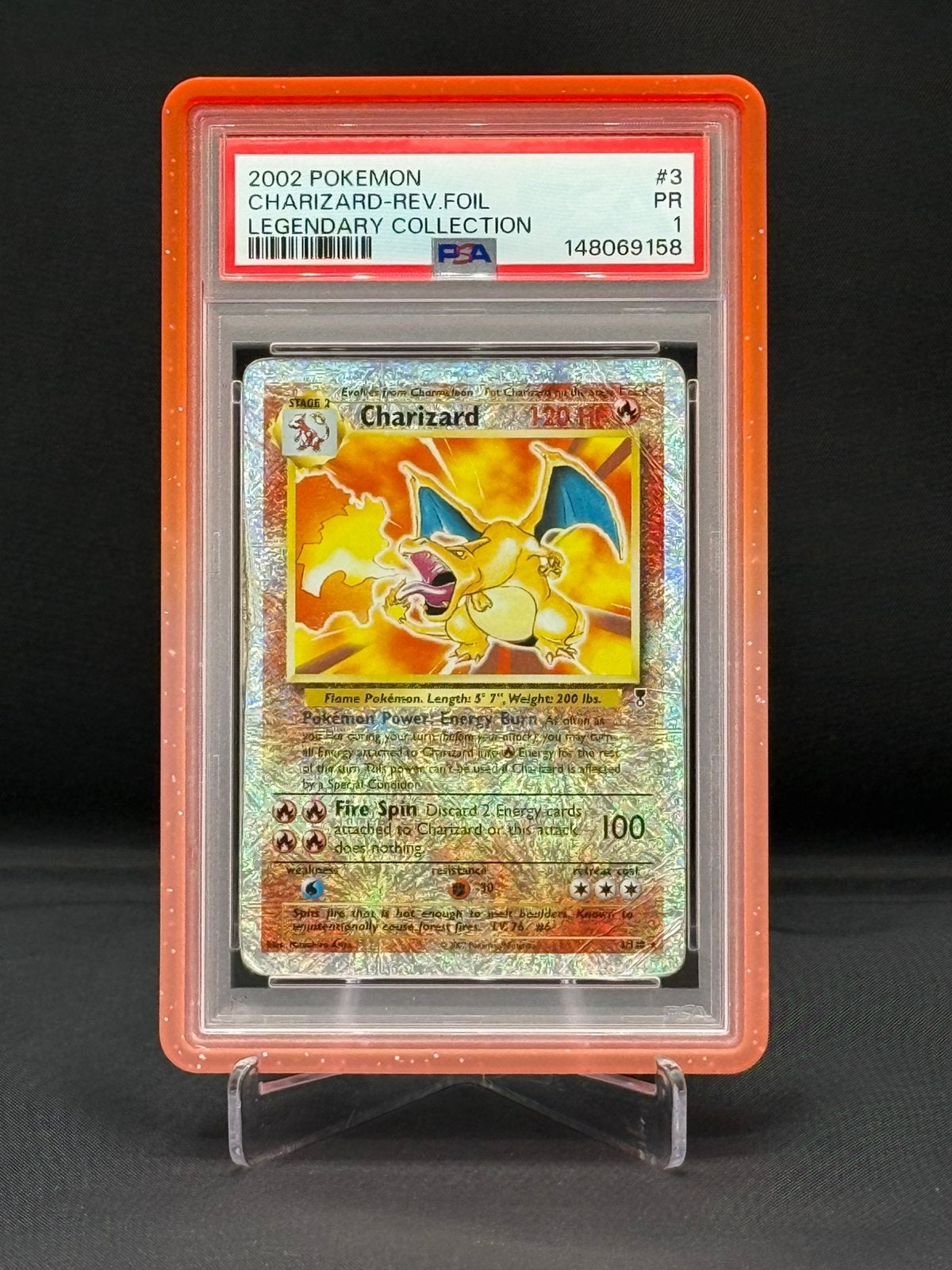 Charizard 3/110 Reverse Holo (PSA 1) ~ Legendary Collection, Ophalen of Verzenden, Gebruikt, Losse kaart