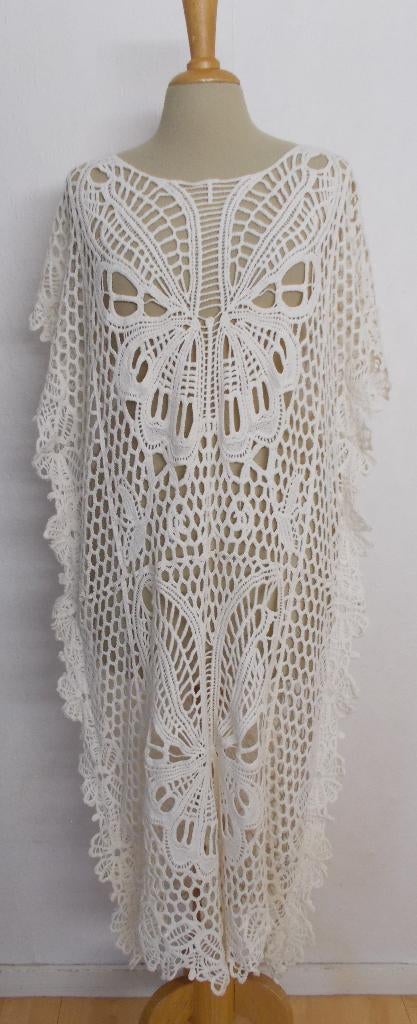 Bohemien/festival knitwear beige maxi vlinder jurk! L/XL, Kleding | Dames, Jurken, Verzenden, Beige, Maat 42/44 (L), Zo goed als nieuw