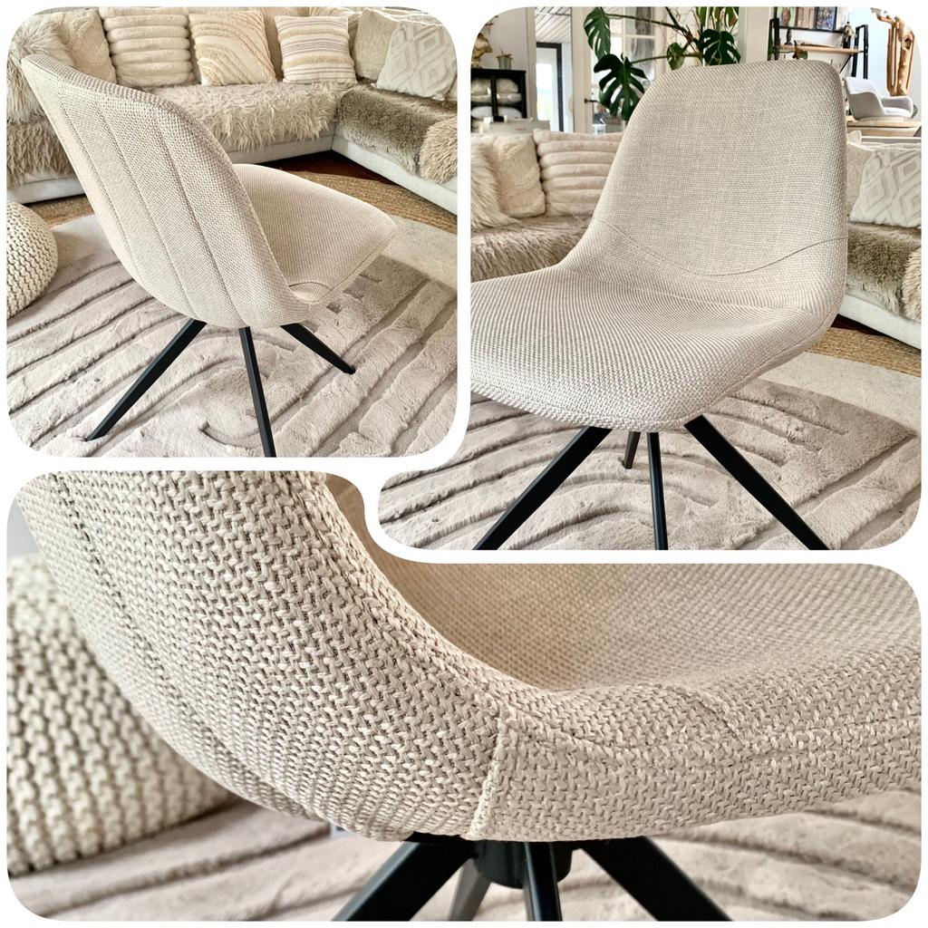 6 Beige de luxe  - draaibare eetkamerstoelen - fotoshoot, Ophalen, Overige kleuren, Zo goed als nieuw, Stof