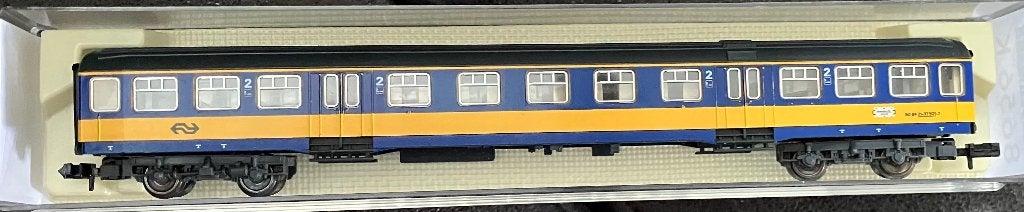 Flm 8656K NS sneltrein rijtuigen planW in geel.blauw, Gelijkstroom, Fleischmann, Analoog, Wagon