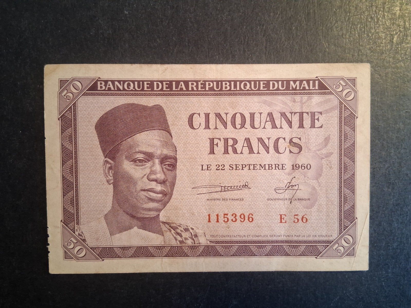 50 cent francs 1960 Mali vf, Ophalen of Verzenden, Overige landen, Los biljet