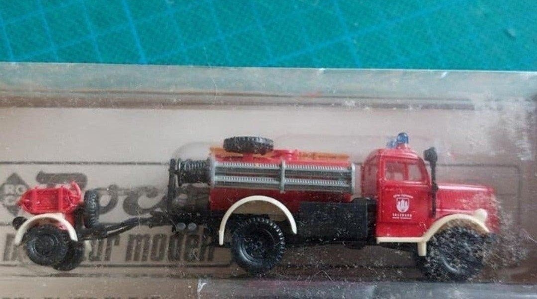 H0LK 1018 OPEL BLITZ BRANDWEER WAGEN MET AANHANGER 1/87, Ophalen of Verzenden, Zo goed als nieuw, Bus of Vrachtwagen, Overige merken