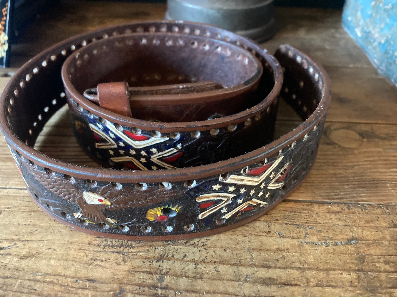 Leren riem rebel flag, Kleding | Dames, Ophalen of Verzenden, Zo goed als nieuw