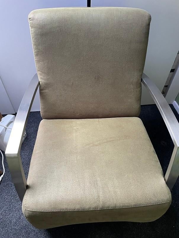 fauteuil, mos groen, Ophalen, Minder dan 75 cm, Leer, Zo goed als nieuw