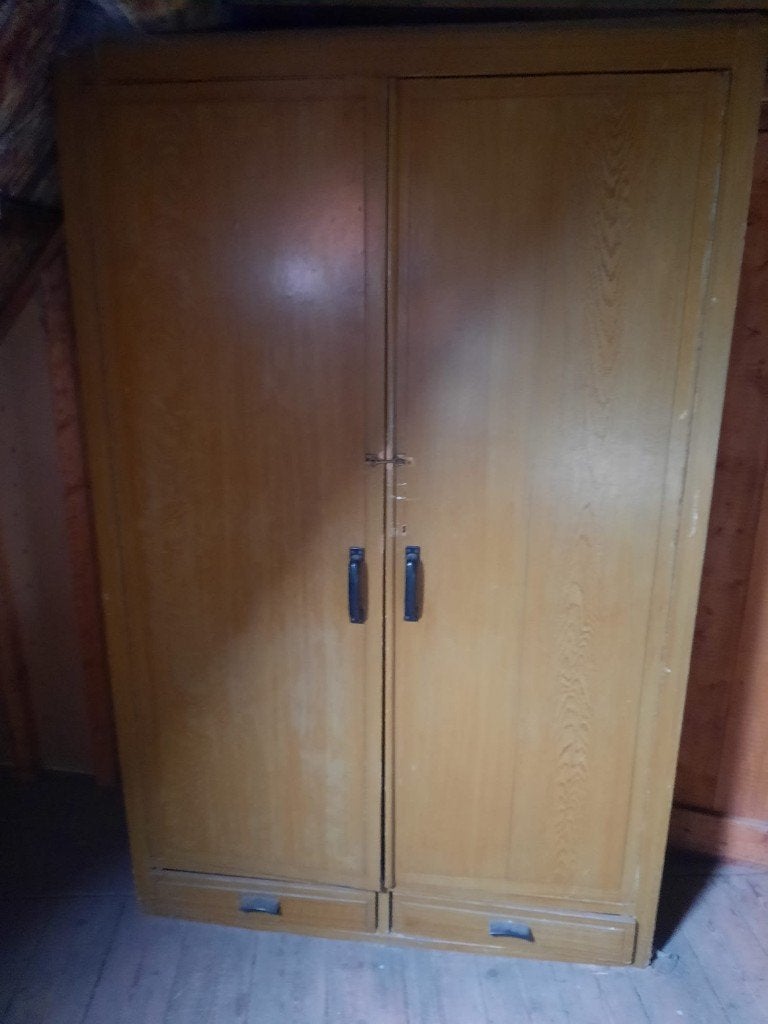 Klassieke houten linnenkast met lades jaren 30/Art Deco, Ophalen, Gebruikt, Met lade(s), Klassiek
