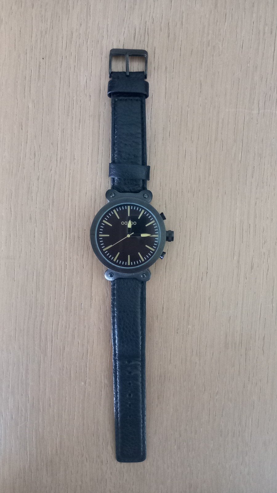 Mooi Oozoo horloge, zwart, Overige merken, Overige materialen, Leer, Polshorloge