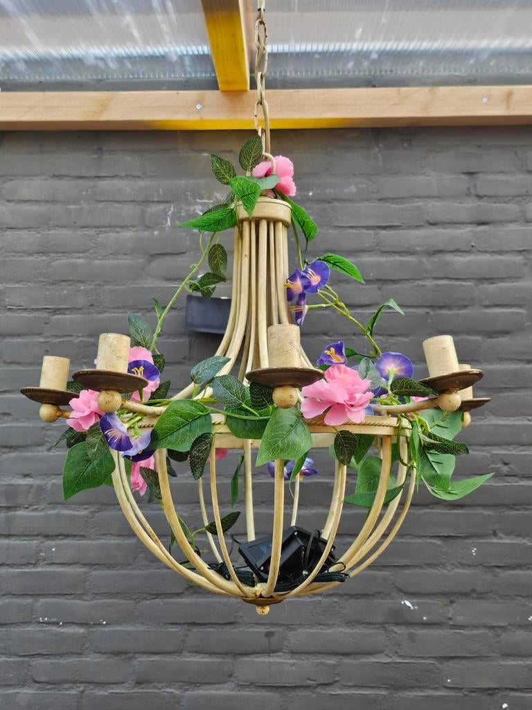 Decoratieve Hanglamp met Solar Verlichting en Bloemen, Ophalen, Gebruikt, 50 tot 75 cm, Metaal