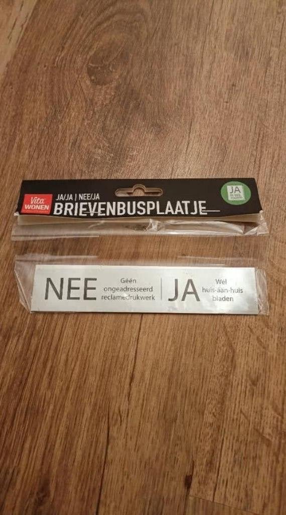 Brievenbus plaatje zilver NEE/JA en JA/JA, Tuin en Terras, Ophalen of Verzenden, Nieuw, Aluminium