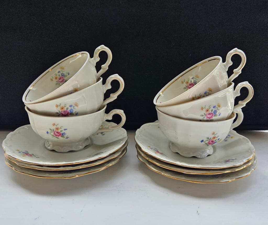 Vintage theekopjes 6 stuks Bareuther Bavaria, Antiek en Kunst, Antiek | Servies compleet, Ophalen