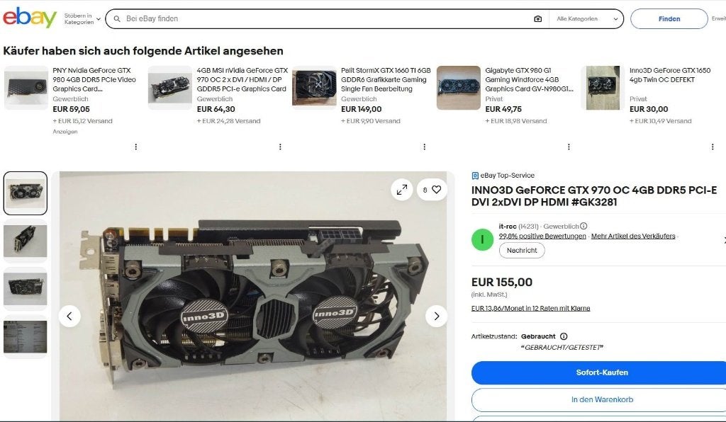 Buitenkans: top! INNOX3D GTX970 4GB GDDR5 videokaart, Computers en Software, Videokaarten, Ophalen, PCI-Express 4, HDMI, GDDR5