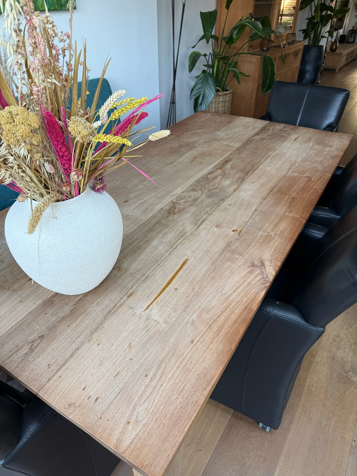 Teakhouten eettafel 200x100x75 cm, Ophalen, Gebruikt, 100 tot 150 cm, Teakhout
