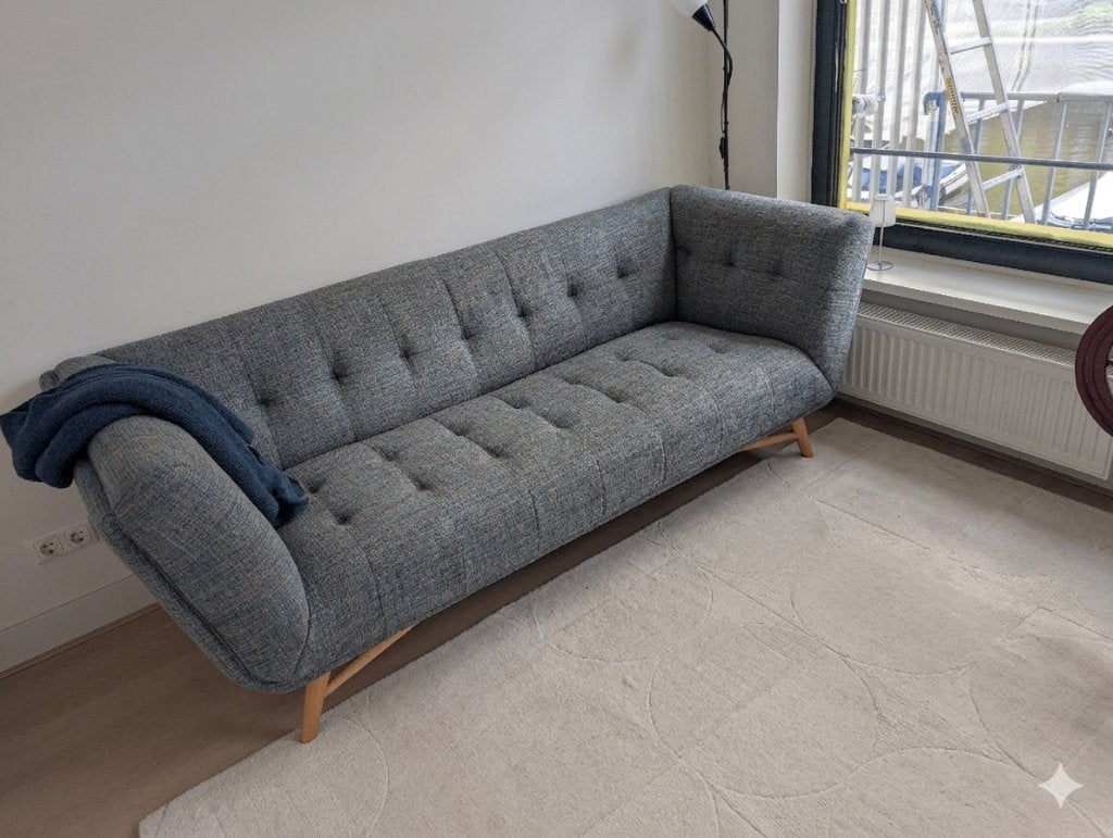 Bank grijs blauw 2,5 zits, Huis en Inrichting, Ophalen, Gebruikt, Overige maten, 75 tot 100 cm