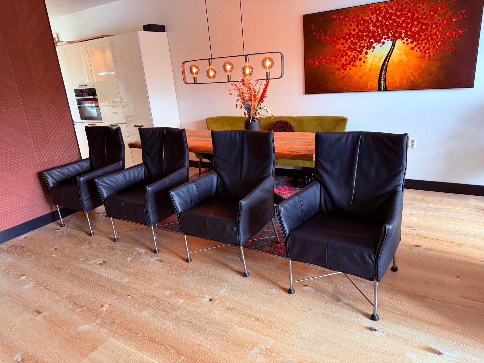 4 Montis Charlie Fauteuils, Huis en Inrichting, Zwart, Leer, Ophalen of Verzenden, Vier