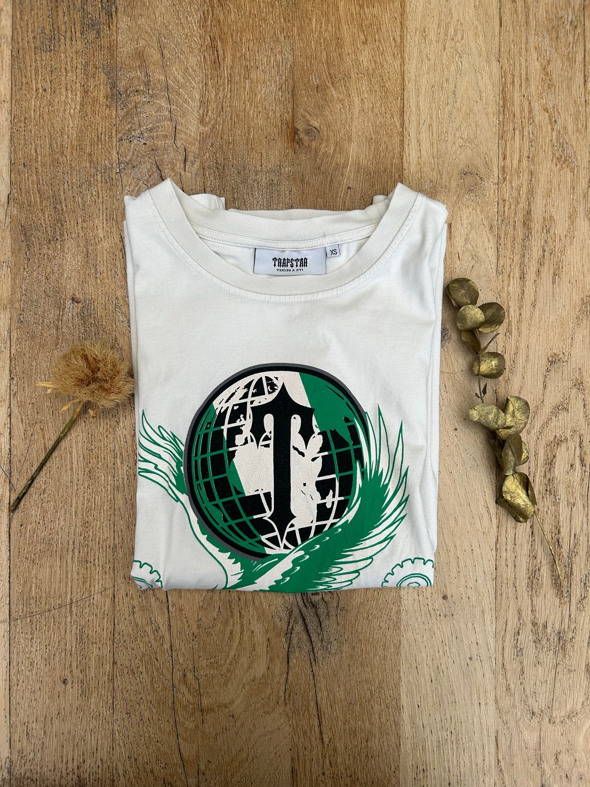 Trapstar T-shirt wit met groene print - Maat XS, Ophalen of Verzenden, Zo goed als nieuw, Maat 46 (S) of kleiner, Wit