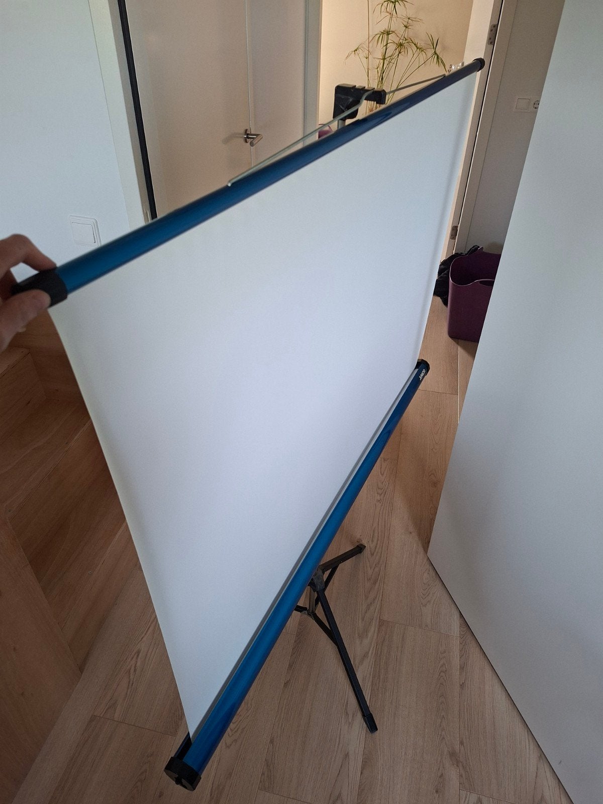Inklapbaar projectiescherm op statief, Ophalen, Handmatig, Gebruikt