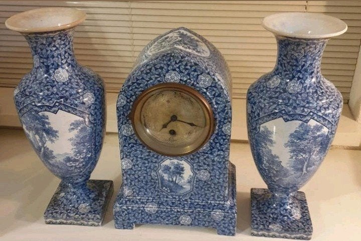 Antiek villeroy & boch kaststel flamand blue 3delig, Antiek en Kunst, Ophalen of Verzenden