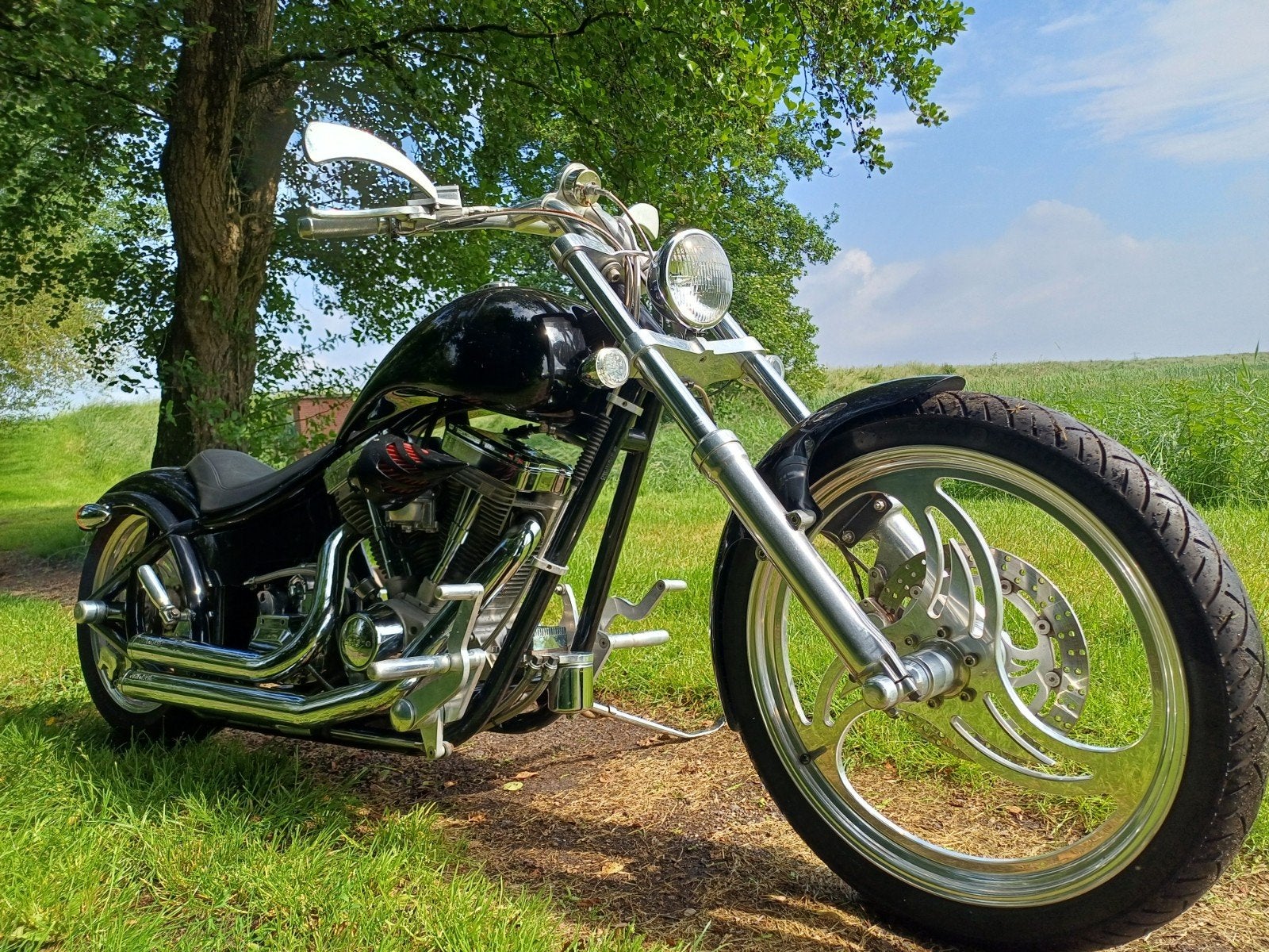 Bourquet's Retro S&S 113'' 5500 mijl + evo softail  zelfbouw, Motoren, Motoren | Harley-Davidson, Particulier, Chopper, meer dan 35 kW