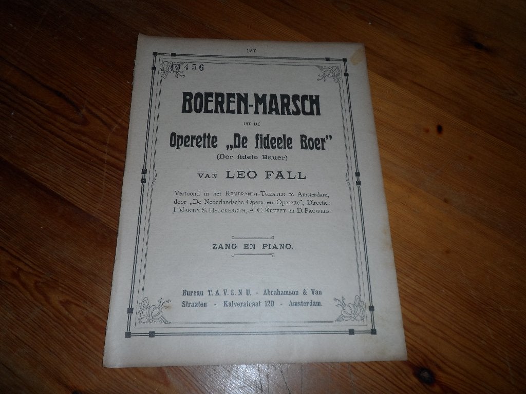 Leo fall - bureau tavenu, Piano, Gebruikt, Ophalen of Verzenden, Artiest of Componist