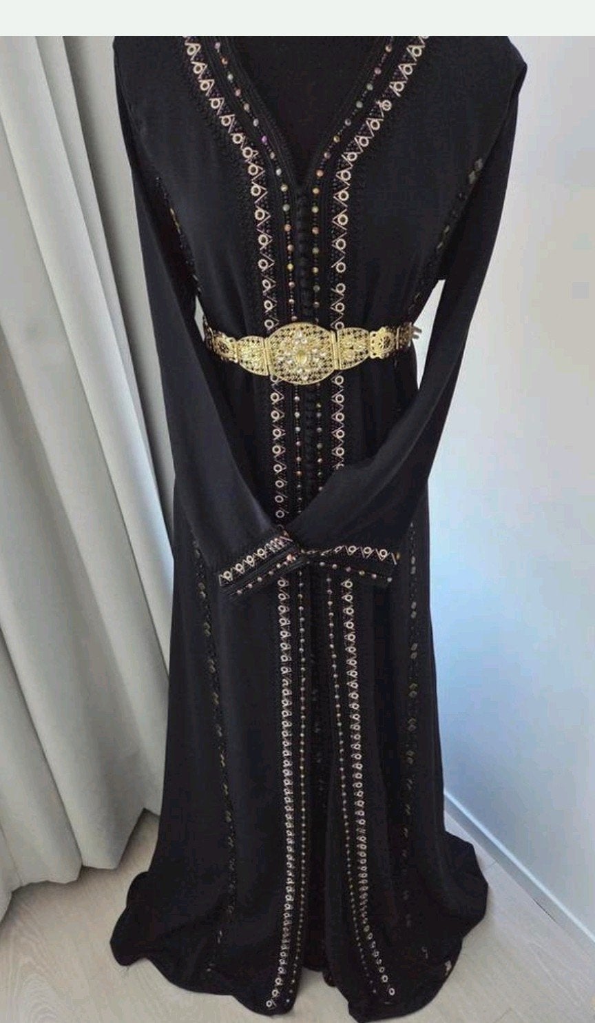 Elegante Zwarte Marokkaanse Takchita ( Kaftan Jelaba), Ophalen of Verzenden