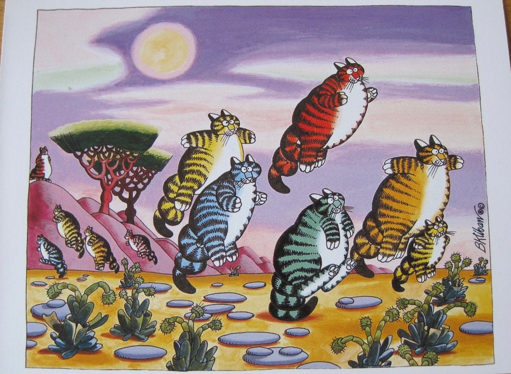 Kliban katten - springende katten - nieuw, Ophalen of Verzenden, 1980 tot heden, Ongelopen, Overige thema's