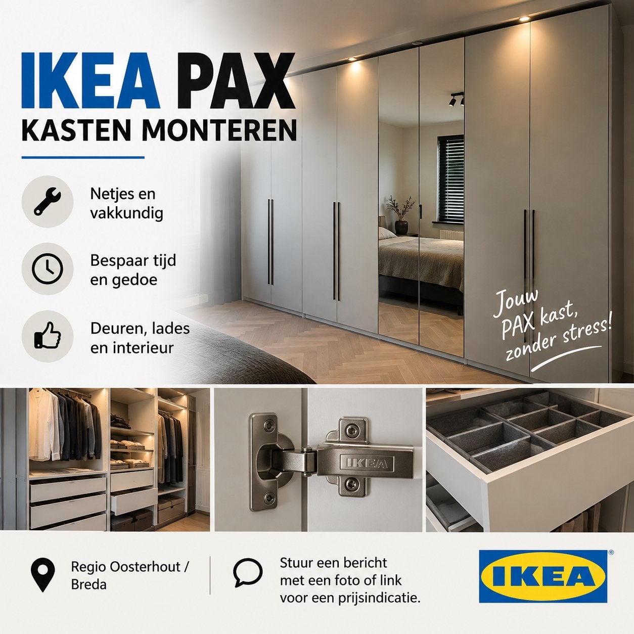 IKEA PAX kast monteren, Ophalen, 200 cm of meer, Met klep(pen), Nieuw