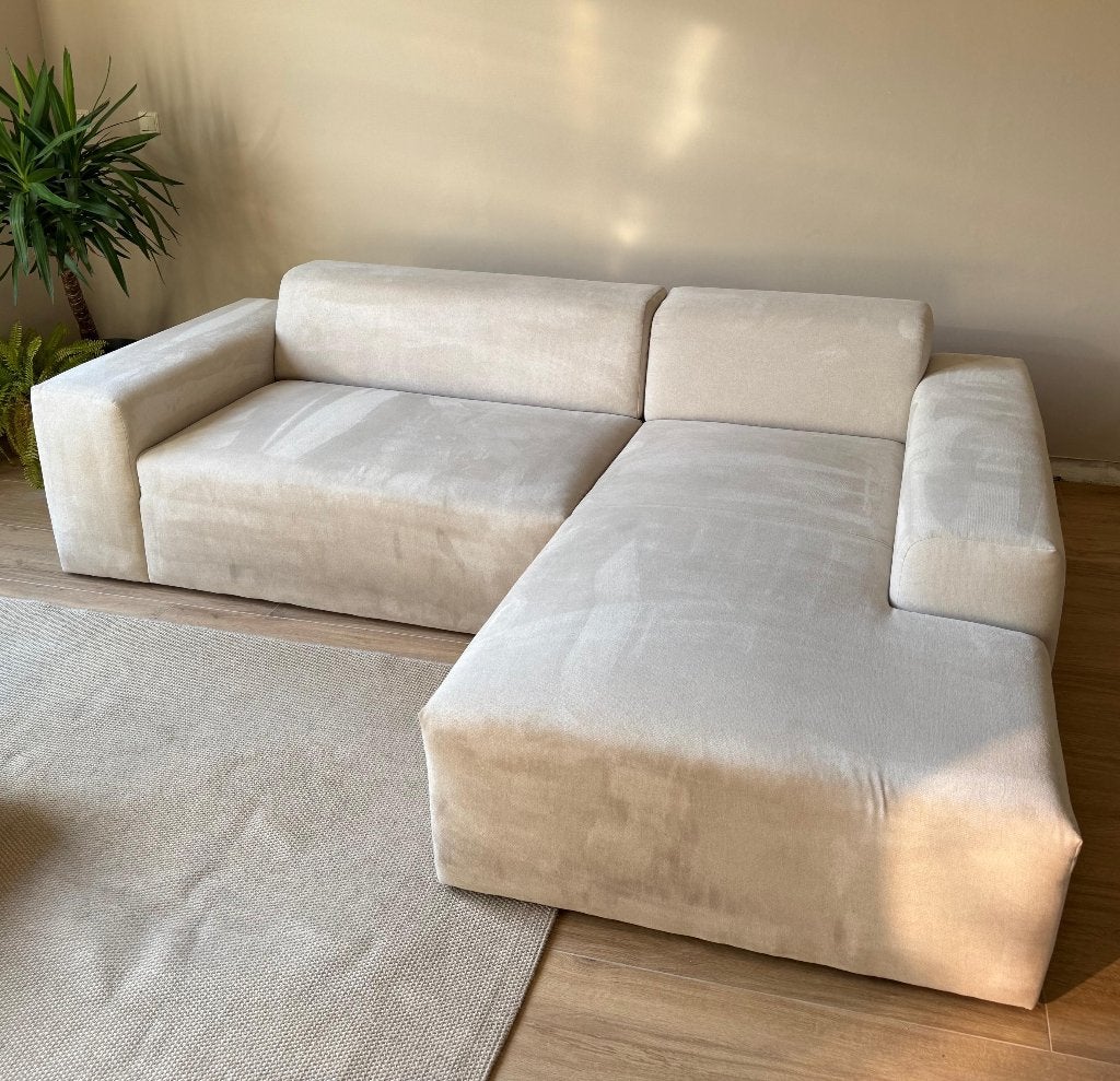Hoekbank Zeus - beige - rechts, Ophalen, 100 tot 125 cm, Hoekbank, Driepersoons