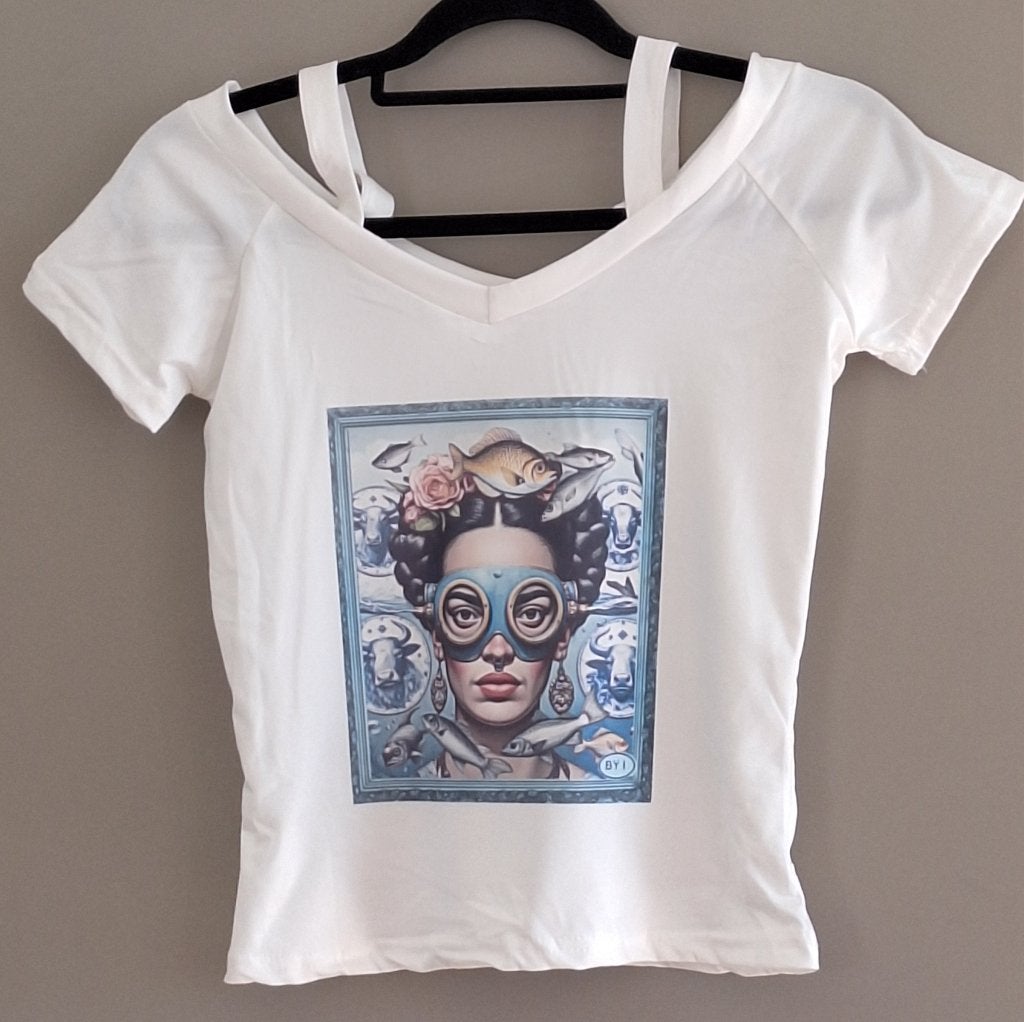 FRIDA Kahlo dames t-shirt wit, kunst, korte mouw, Kleding | Dames, Maat 38/40 (M), Wit, Nieuw, Ophalen of Verzenden