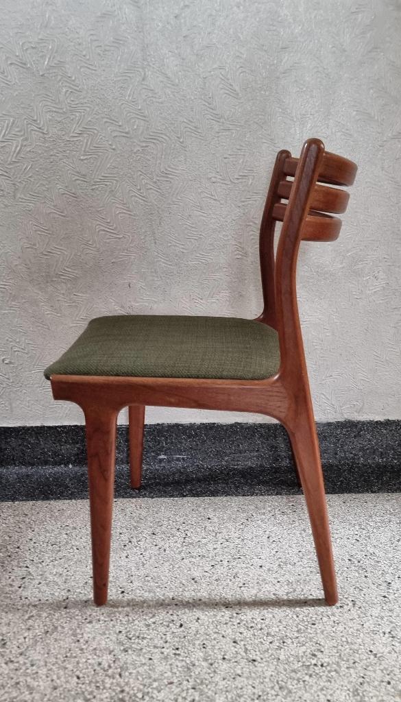 5 Johannes Andersen,  Denemarken, vintage teak stoelen, Huis en Inrichting, Gebruikt, Bruin, Verzenden, Stof