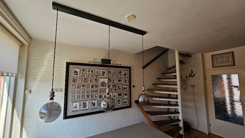 Hanglamp met 3 sfeer lampen, Ophalen, Hout, Zo goed als nieuw, 75 cm of meer