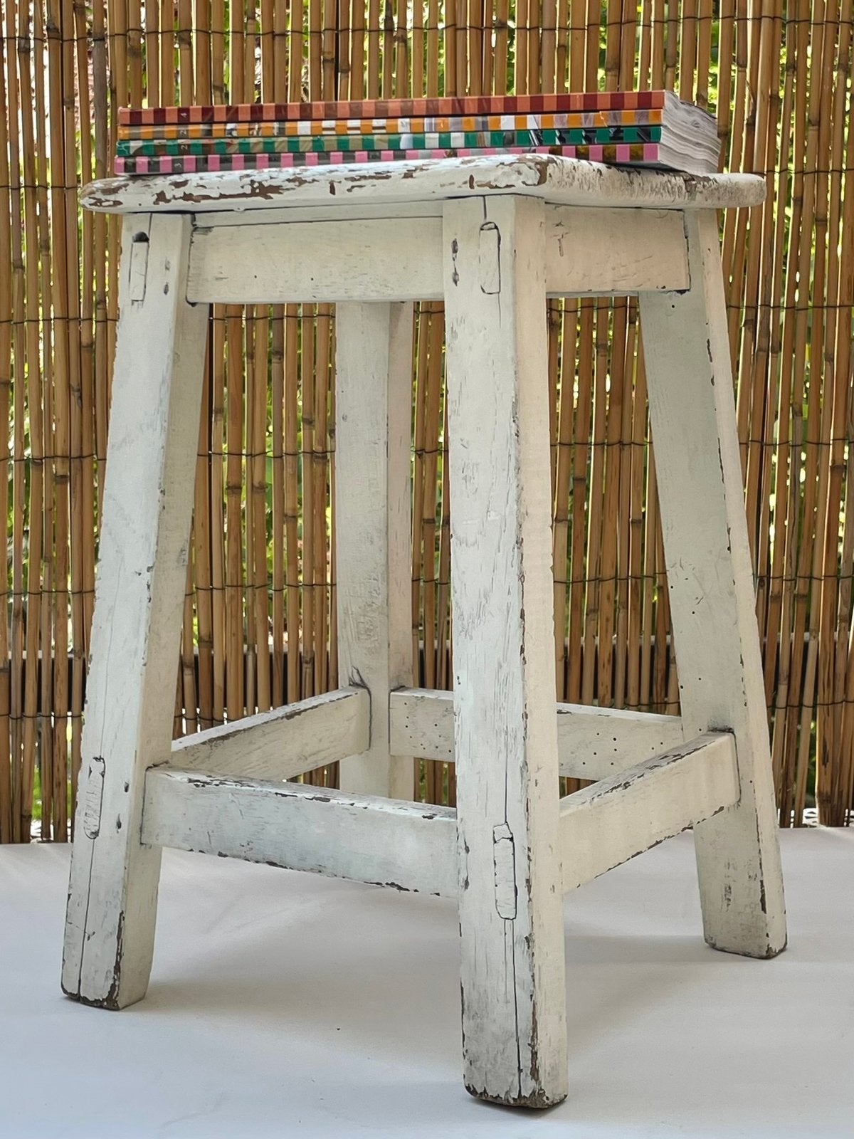 Vintage kruk hout wit, Ophalen of Verzenden, Gebruikt, Hout
