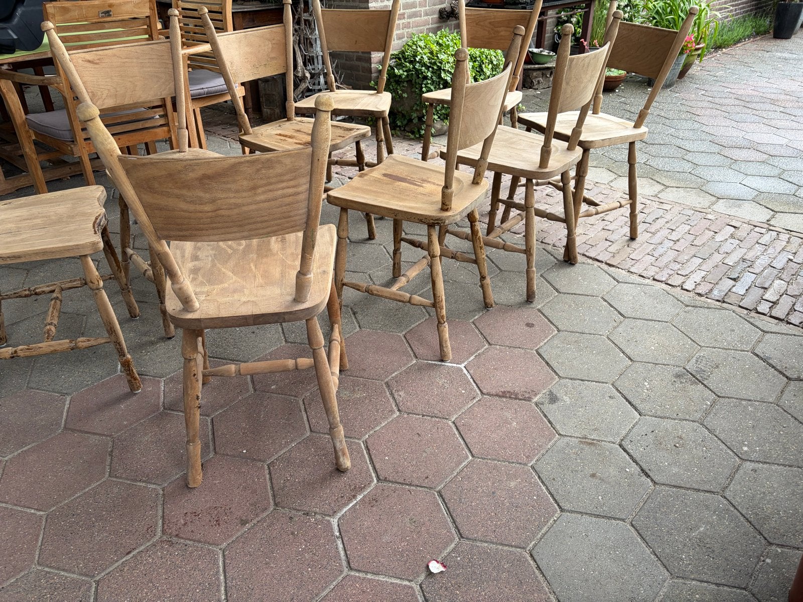 9 eiken vintage Oirschotse stoelen (jaren 60), Ophalen