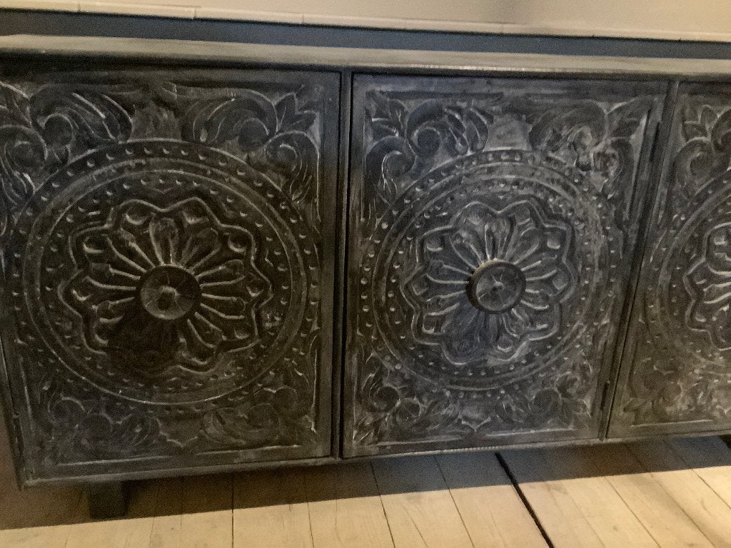 Mangohouten wandkast handgegraveerd SUMMERSALE!, Huis en Inrichting, Kasten | Kledingkasten, Ophalen, Met deur(en), India, 150 tot 200 cm