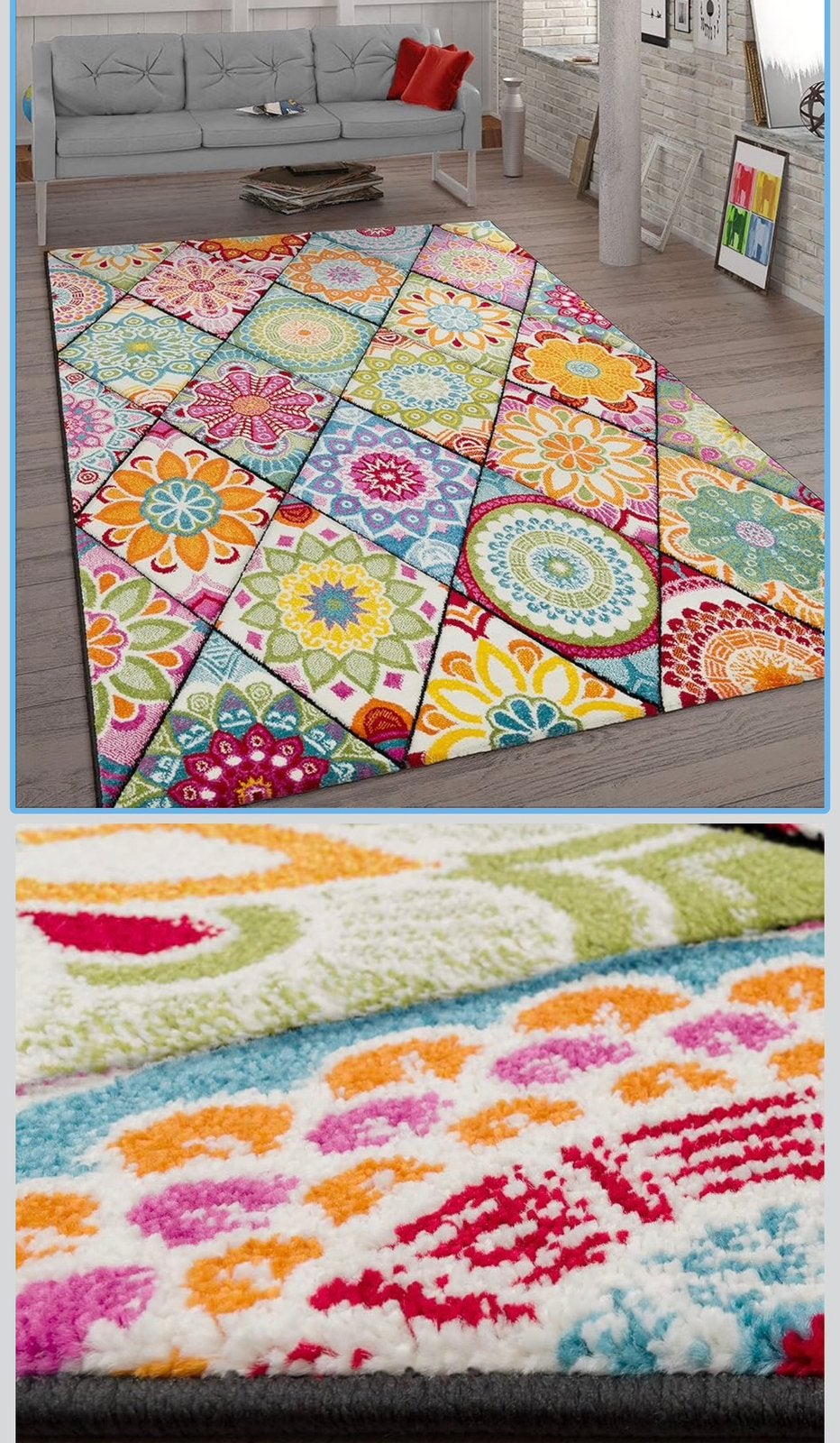 Short Pile Rug Mandala Pattern Boho Style, Size:200x290cm, Huis en Inrichting, Ophalen, Zo goed als nieuw, Rechthoekig, 200 cm of meer