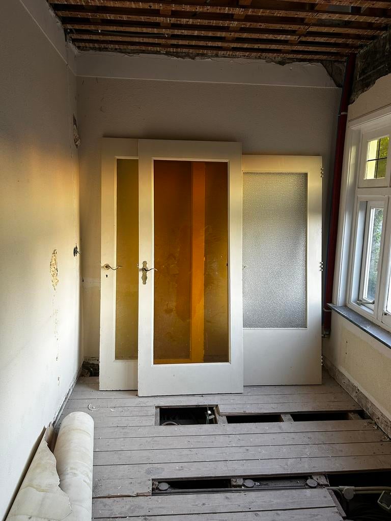 Binnendeuren met glas, Deurkozijn, Zo goed als nieuw, 150 tot 225 cm, Hout