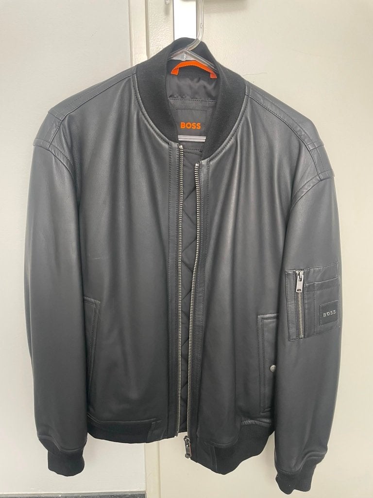 Hugo Boss bomberjack van lamsleer met steekzakken, Zwart, Ophalen of Verzenden, Zo goed als nieuw, Hugo Boss