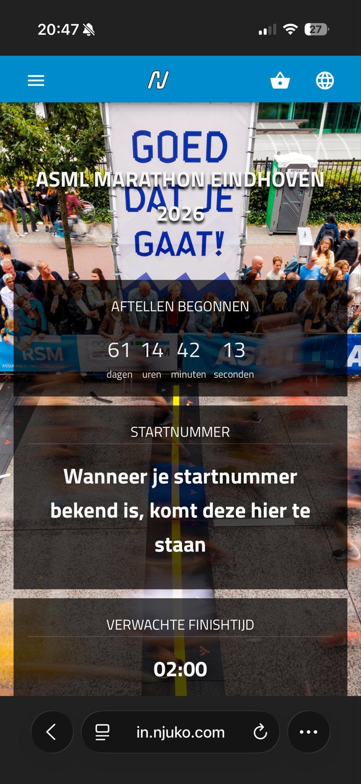 Startbewijs ASML (halve) marathon Eindhoven 2026, Tickets en Kaartjes, Eén persoon, Oktober