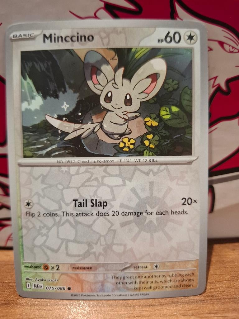 Pokemon Minccino BLK 075/086 reverse holo, Ophalen of Verzenden, Nieuw, Losse kaart