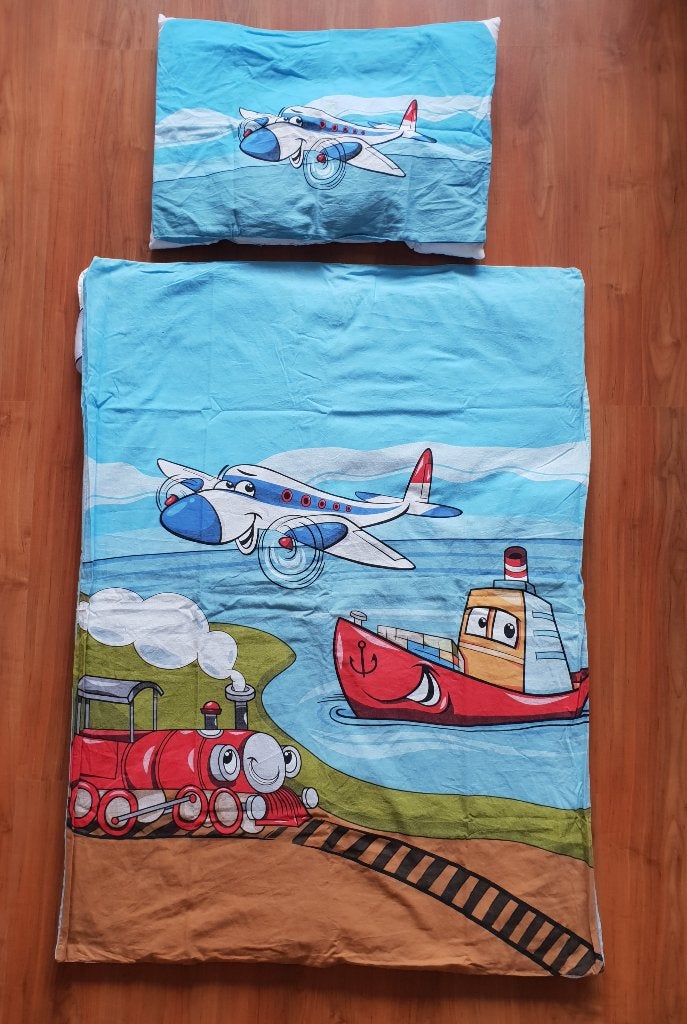 Dekbedovertrek met dekbed 100x135, Blauw, Dekbedovertrek, Ophalen of Verzenden, Zo goed als nieuw