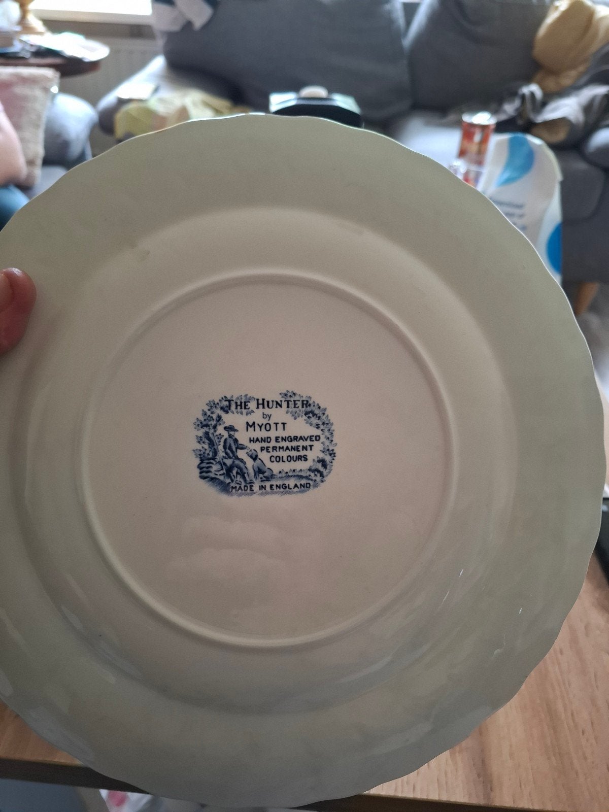 Myott 'The Hunter' bord - Handgegraveerd, Made in England, Antiek en Kunst, Antiek | Servies los, Ophalen