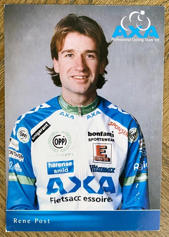 Wielertrui/wielershirt AXA – RENÉ POST – 1999 – gesigneerd, Ophalen of Verzenden, Overige typen