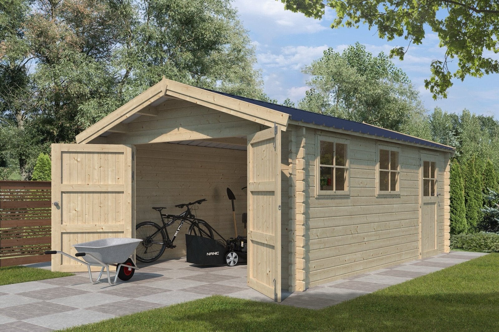 Houten Garage 44 mm dik hout! 385x565 | Geen Verzendkosten!, Ophalen of Verzenden