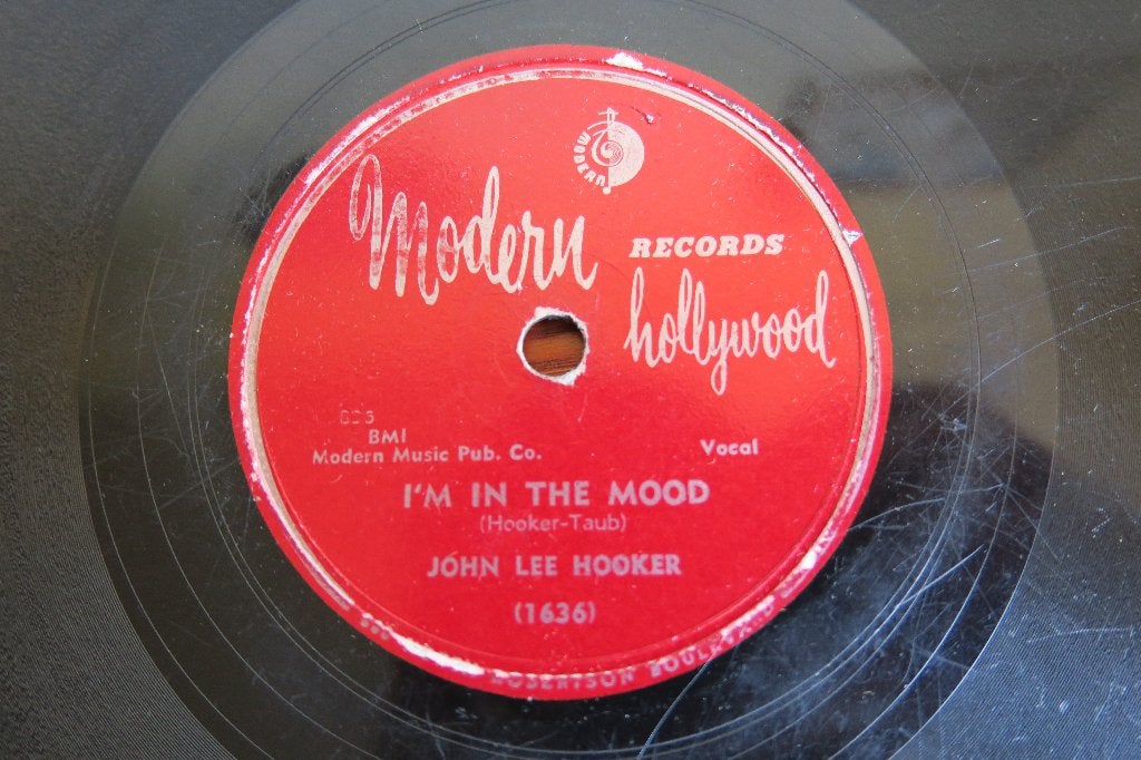 John Lee Hooker I'm In The Mood 78rpm 78 toeren wurlitzer, Gebruikt, 10 inch, Ophalen of Verzenden, Blues